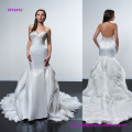 Strapless Bodice Accented with Intricate Beading Wedding Dress with Flare Skirt of Structured Layered Train